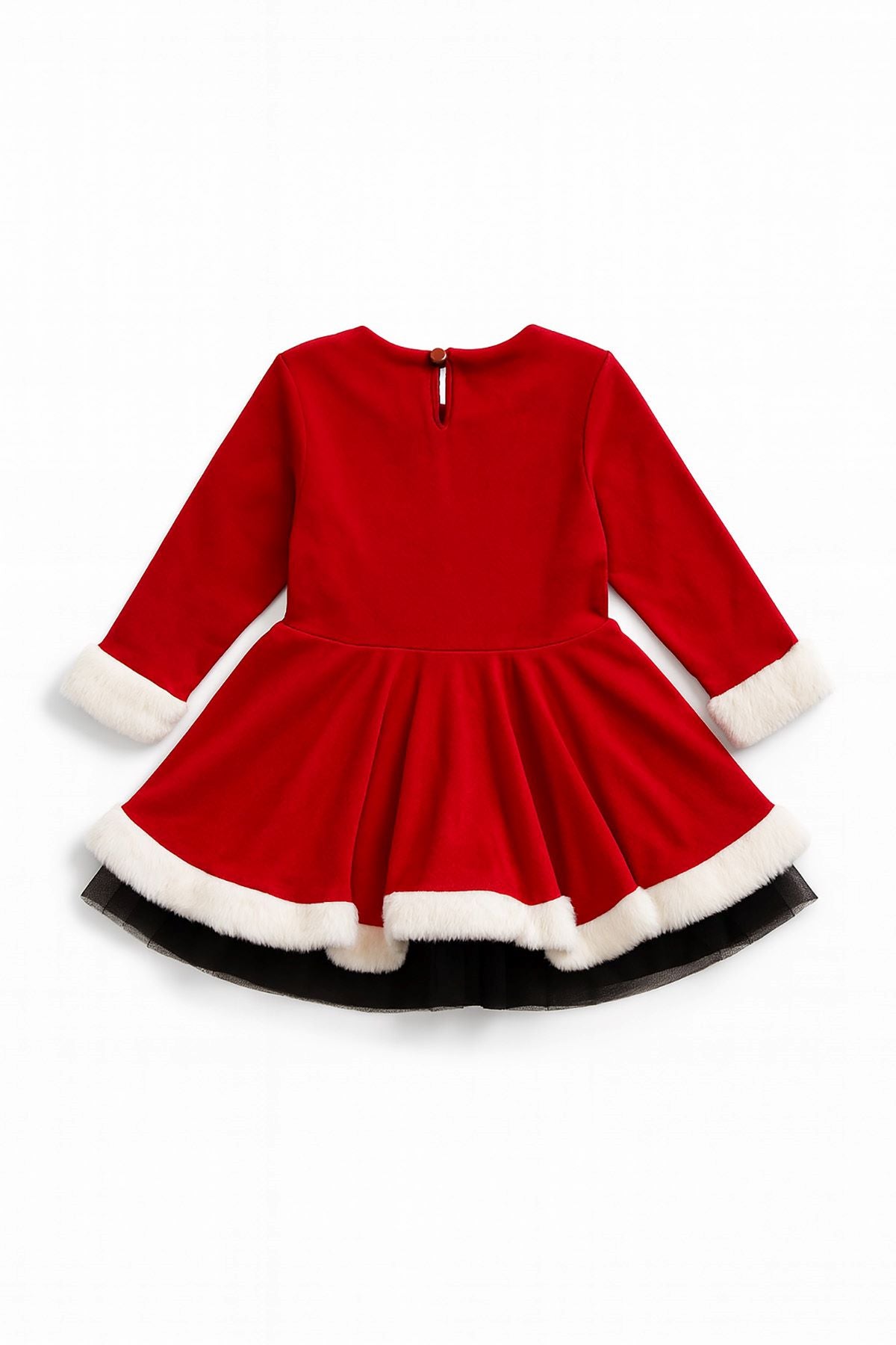 Kız Çocuk Kürklü Kemeri Tokalı Tül Elbise