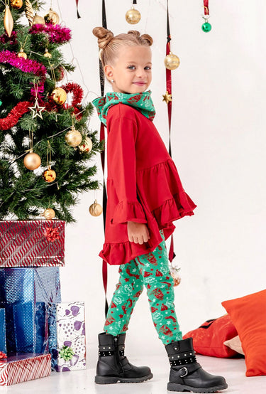 Kız Çocuk Noal Temalı 3'Lü Grinch Tayt Takım