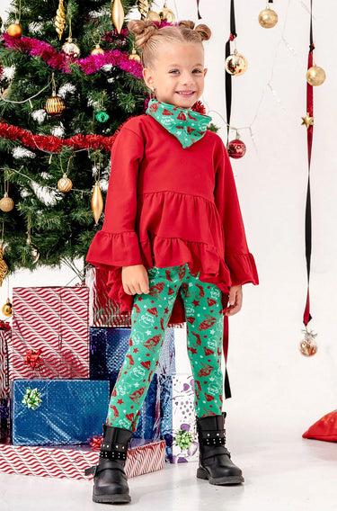 Kız Çocuk Noal Temalı 3'Lü Grinch Tayt Takım