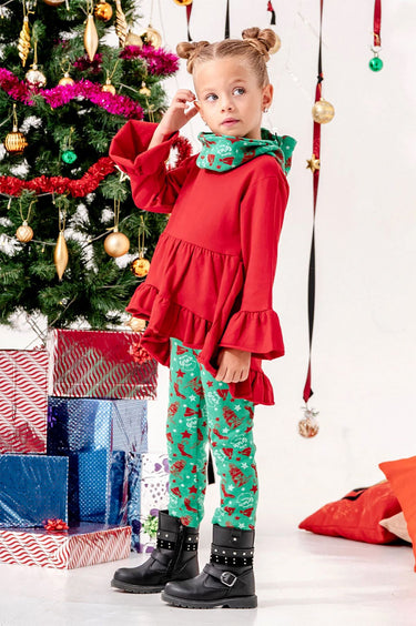 Kız Çocuk Noal Temalı 3'Lü Grinch Tayt Takım