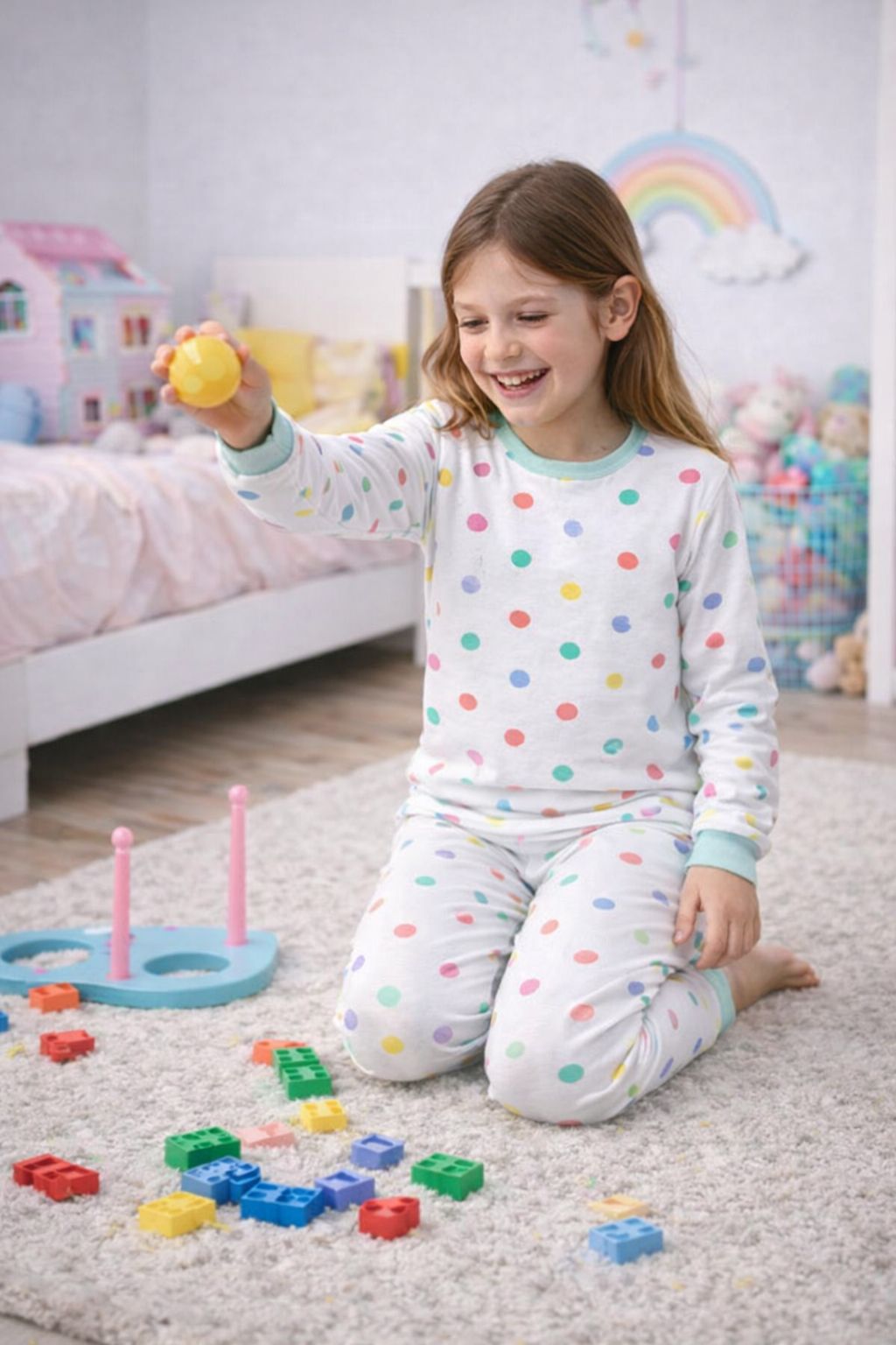 Kız Çocuk Renk Paleti Desenli 8 - 13 Yaş Pijama Takımı