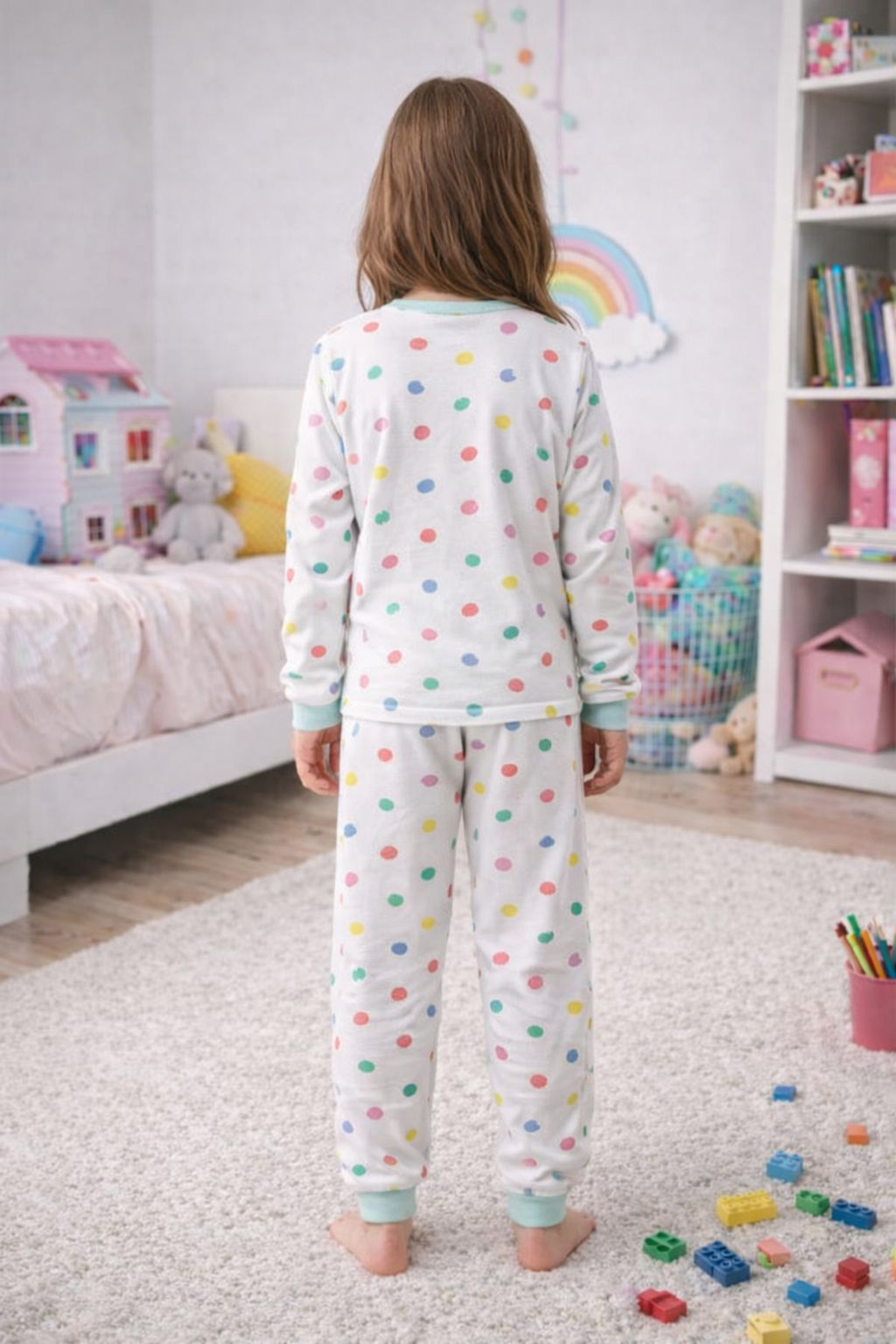 Kız Çocuk Renk Paleti Desenli 8 - 13 Yaş Pijama Takımı