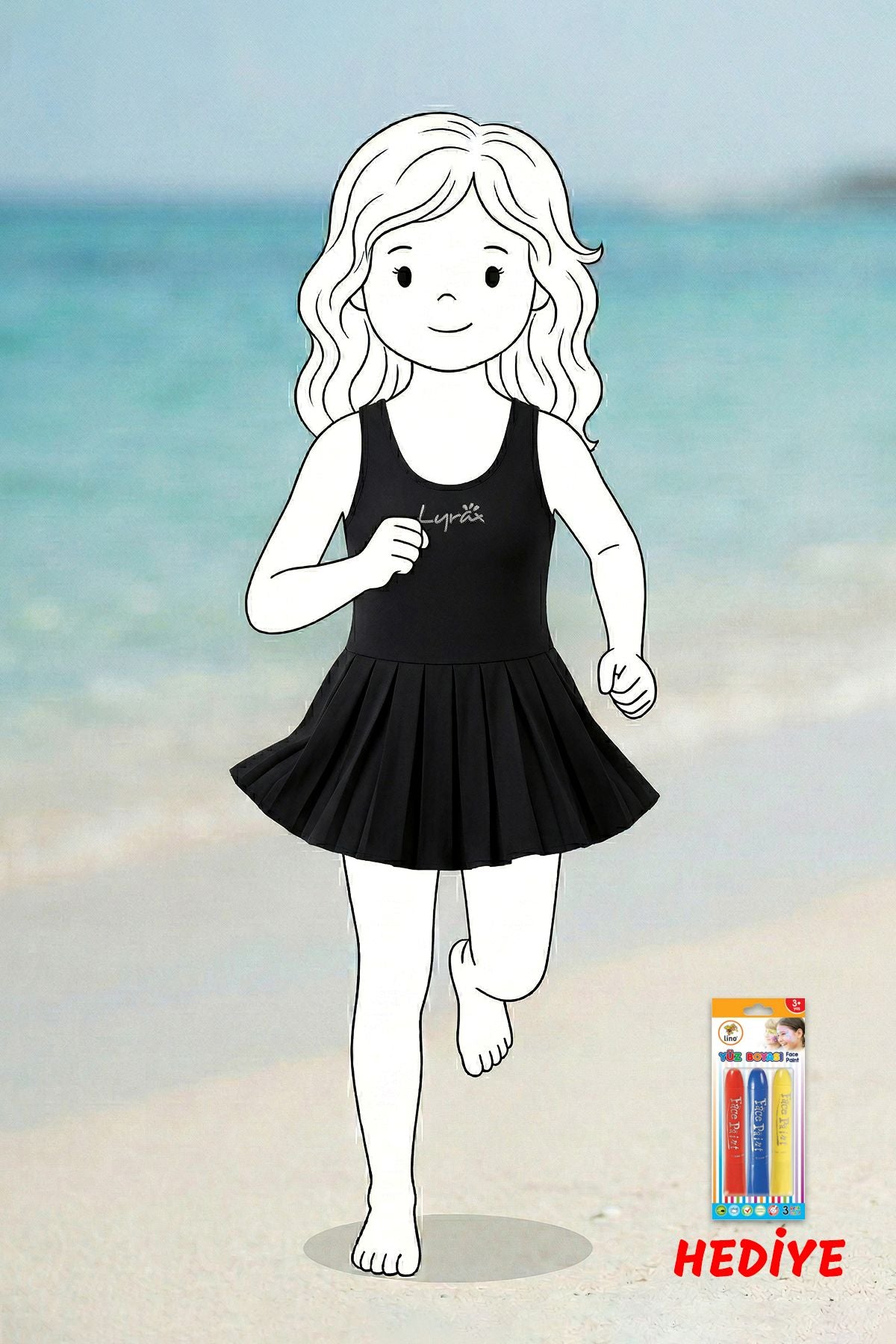 Kız Çocuk Siyah Pilili Etekli Spor Elbise