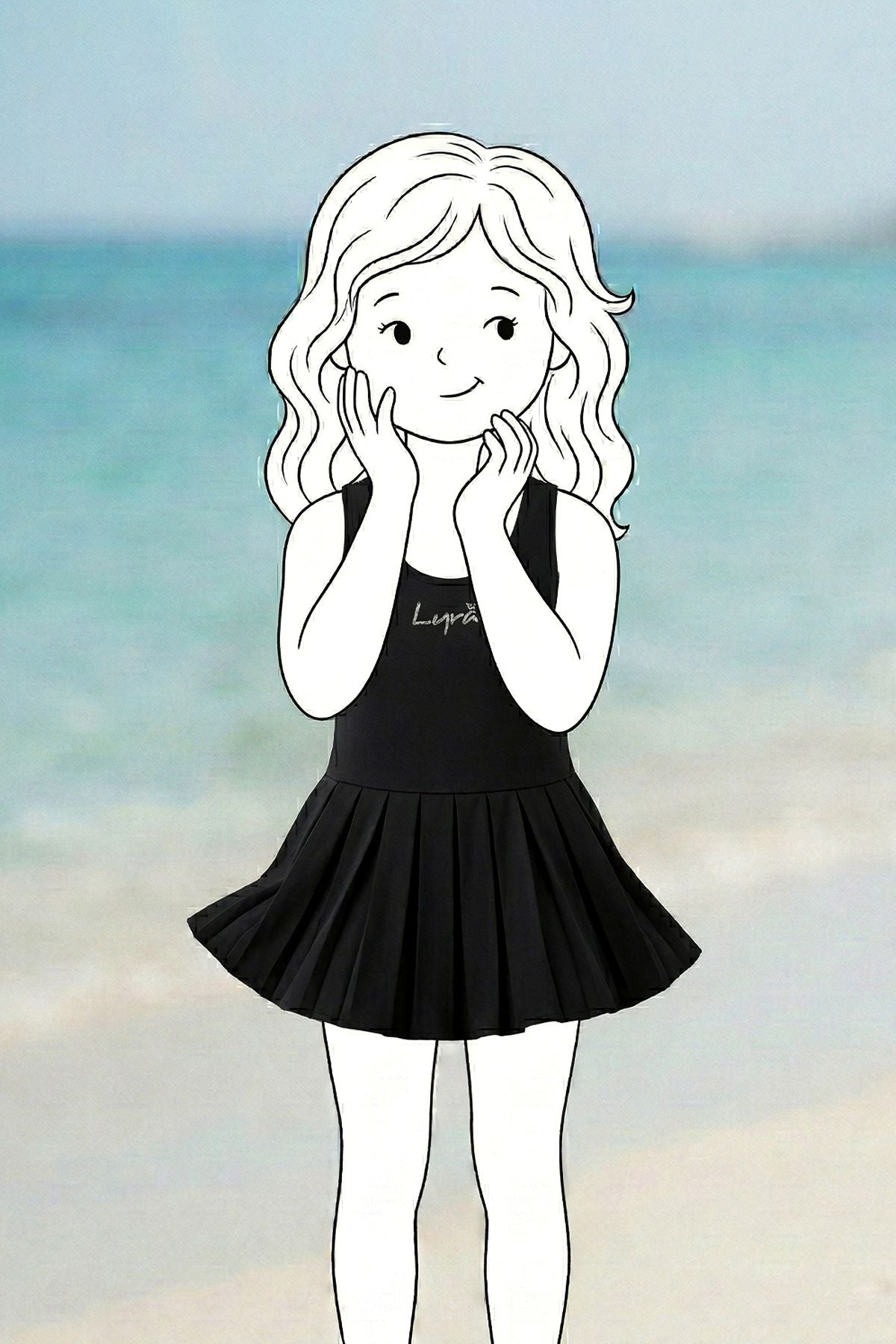 Kız Çocuk Siyah Pilili Etekli Spor Elbise