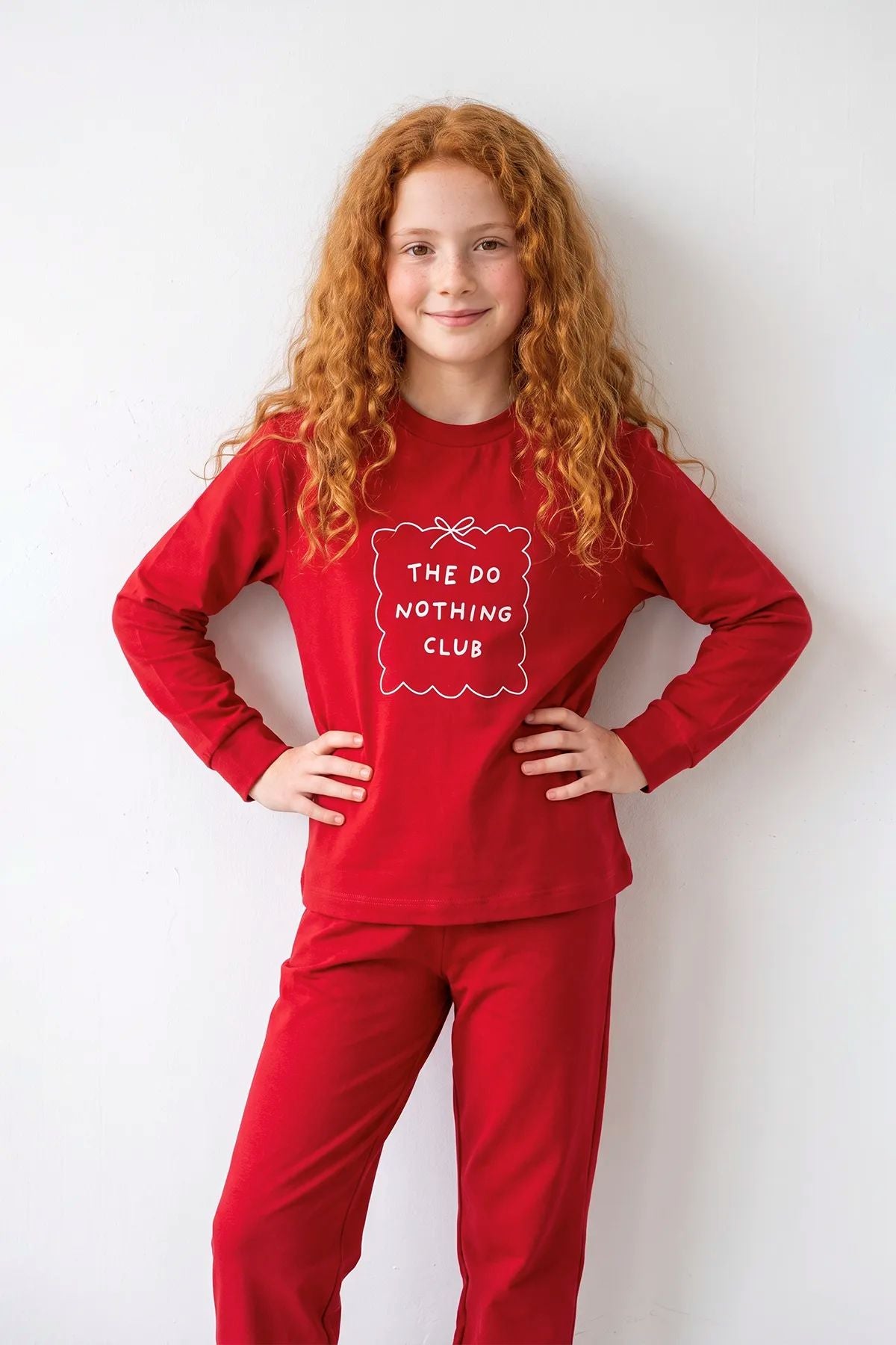 Kız Çocuk The Do Nothing Club Baskılı Uzun Kollu Pijama Takımı
