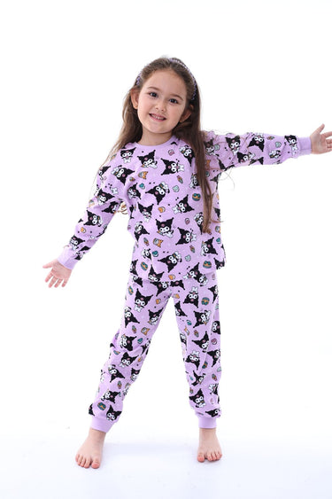 Kuromi Desenli Kız Çocuk Pijama Takımı Pembe 3-8 Yaş