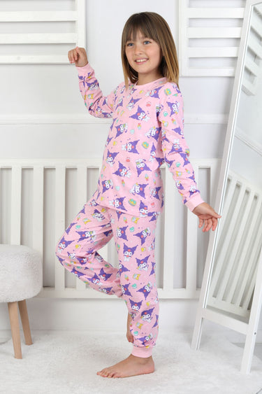 Kuromi Desenli Pembe Kız Çocuk Pijama Takımı