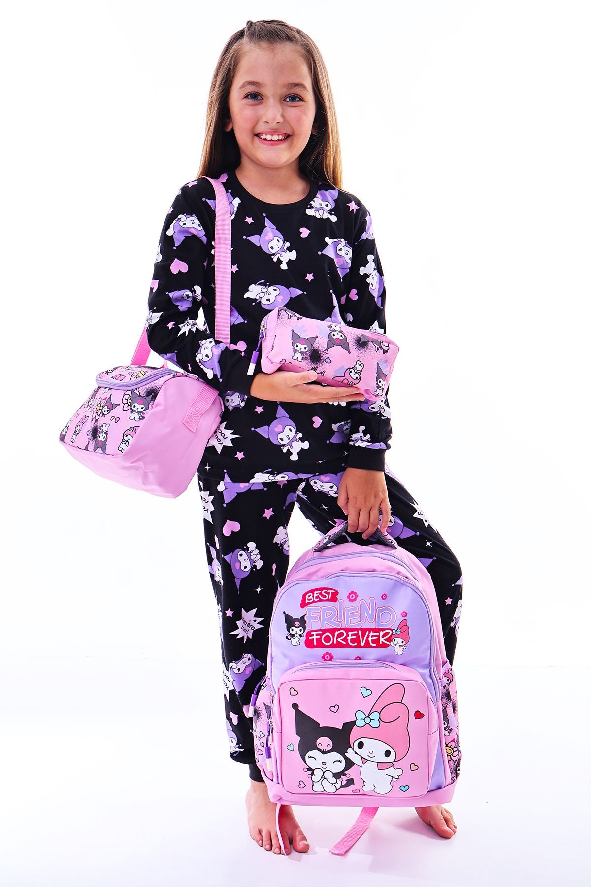 Kuromi İle Okula Dönüş Seti ( Sırt Çantası - Beslenme Çantası - Kalemlik )