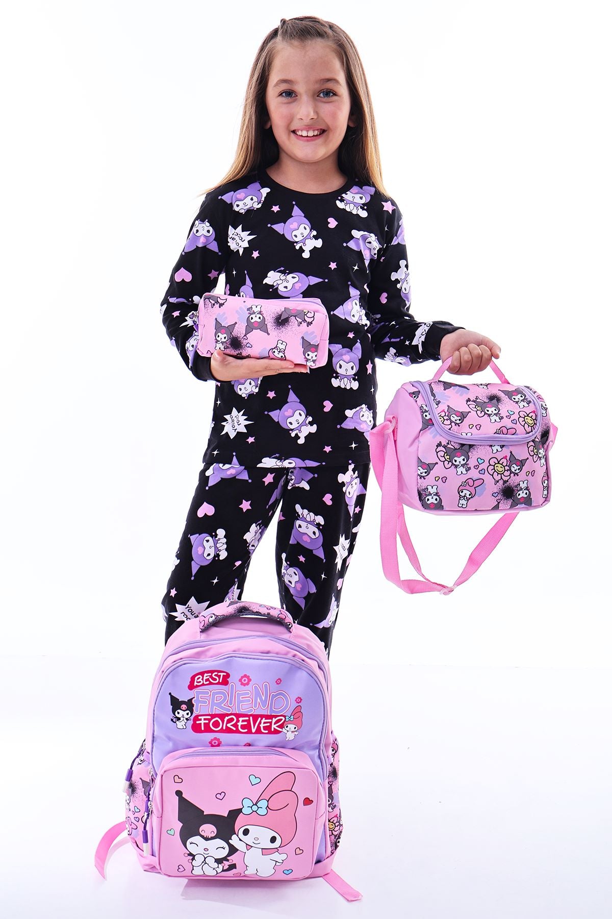 Kuromi İle Okula Dönüş Seti ( Sırt Çantası - Beslenme Çantası - Kalemlik )