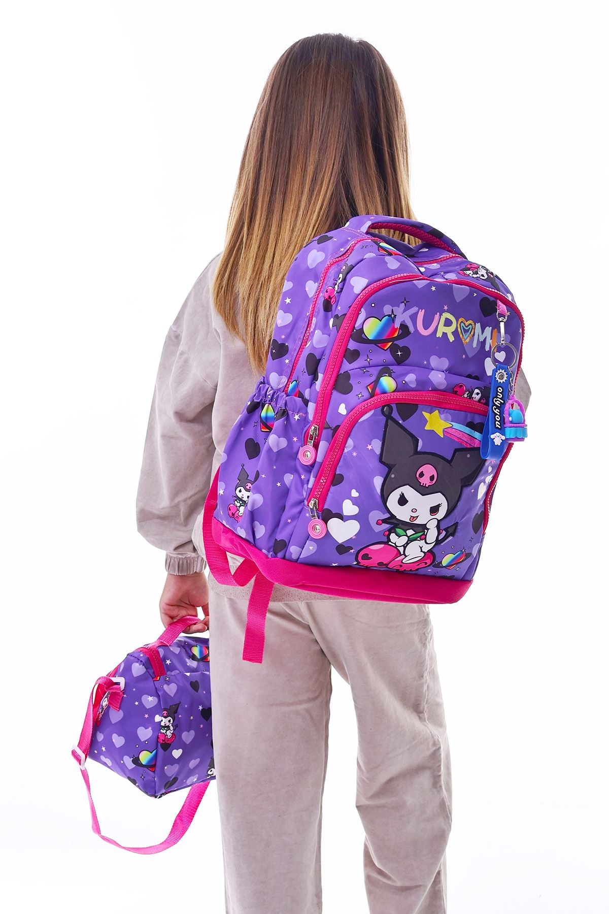 Kuromi İle Okula Dönüş Seti ( Sırt Çantası - Beslenme Çantası - Kalemlik )