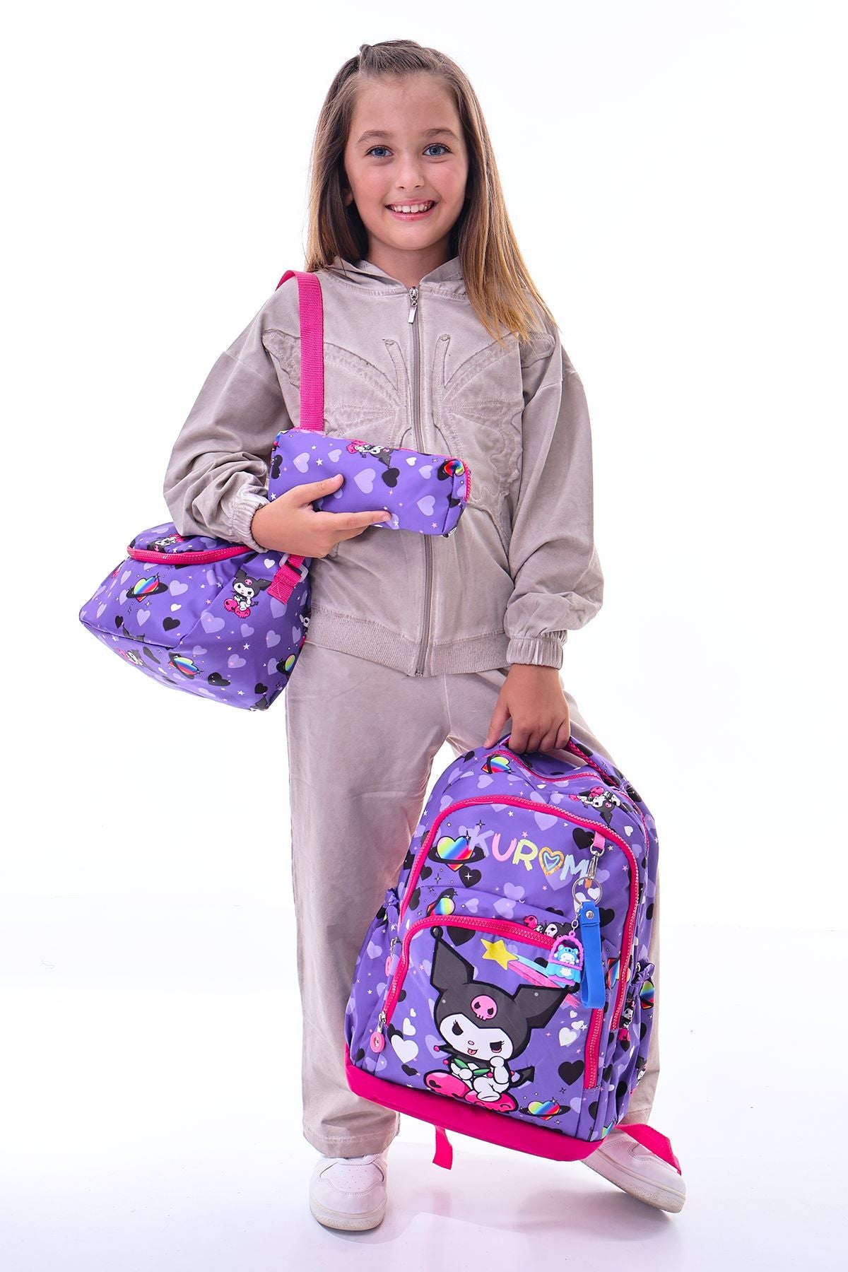 Kuromi İle Okula Dönüş Seti ( Sırt Çantası - Beslenme Çantası - Kalemlik )