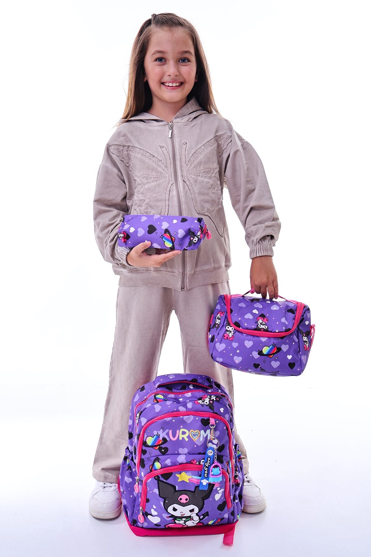 Kuromi İle Okula Dönüş Seti ( Sırt Çantası - Beslenme Çantası - Kalemlik )