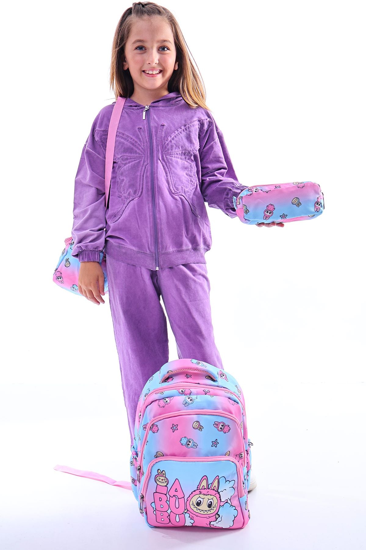 Labubu İle Okula Dönüş Seti ( Sırt Çantası - Beslenme Çantası - Kalemlik )