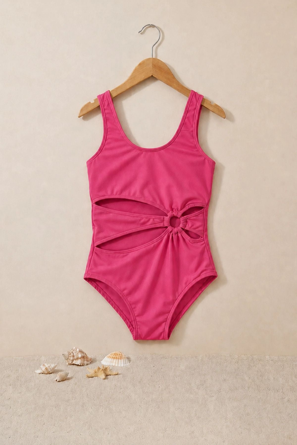 Halka Detaylı Cut-Out Kız Çocuk Mayokini