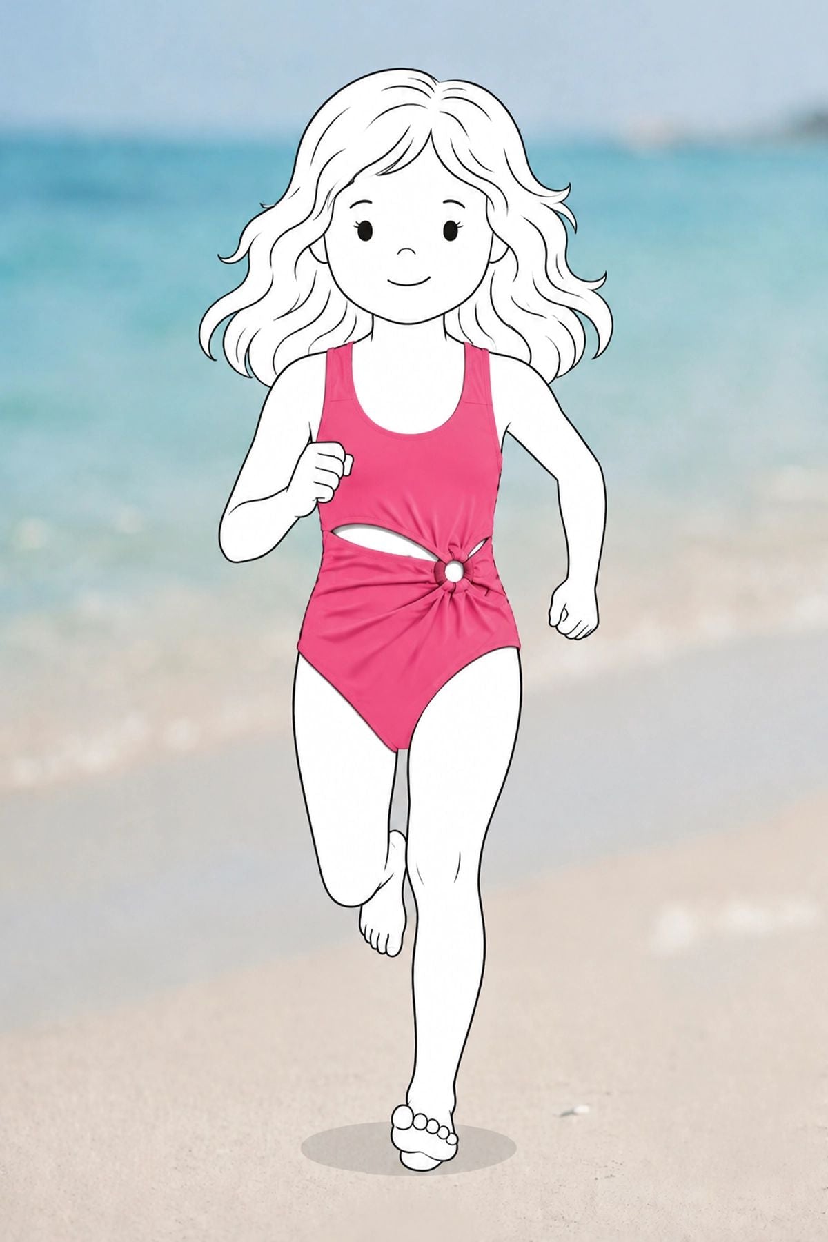 Halka Detaylı Cut-Out Kız Çocuk Mayokini