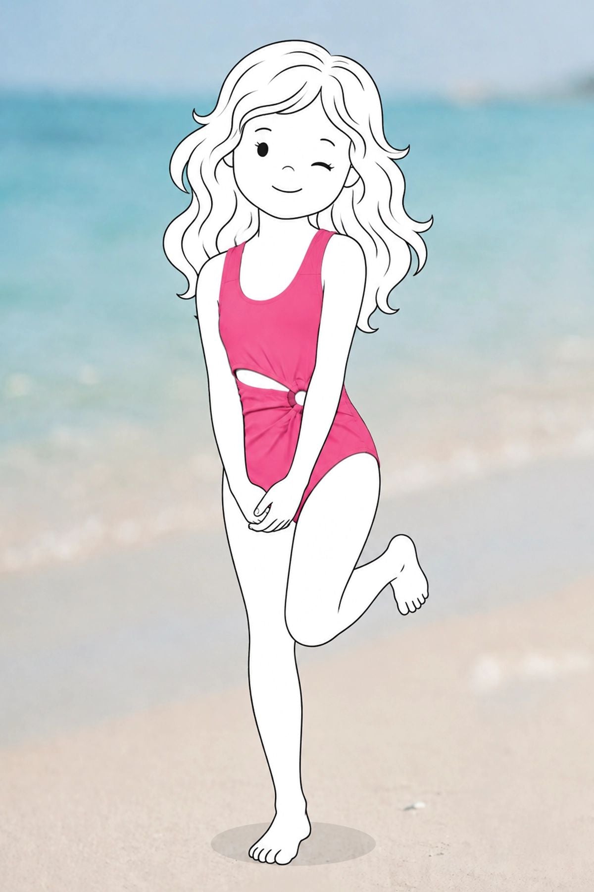 Halka Detaylı Cut-Out Kız Çocuk Mayokini