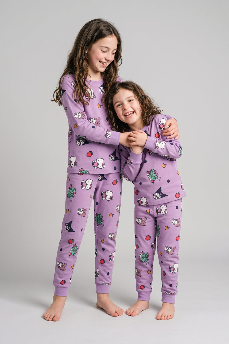 Cute Hello Kitty Ve Kuromi Desenli Kız Çocuk Pijama Takımı