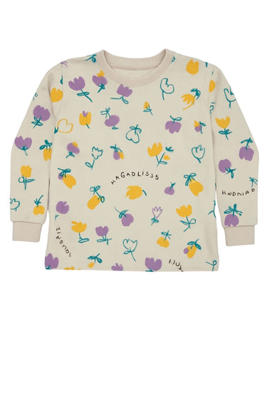 Magnifi Ove Yazılı Lale Baskılı Kız Çocuk Pijama Takımı