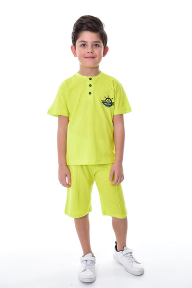 Marine Dümen Desenli Erkek Çocuk Şort Tkımı