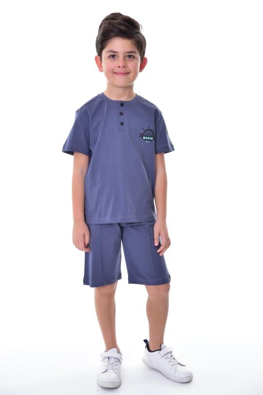 Marine Dümen Desenli Erkek Çocuk Şort Tkımı