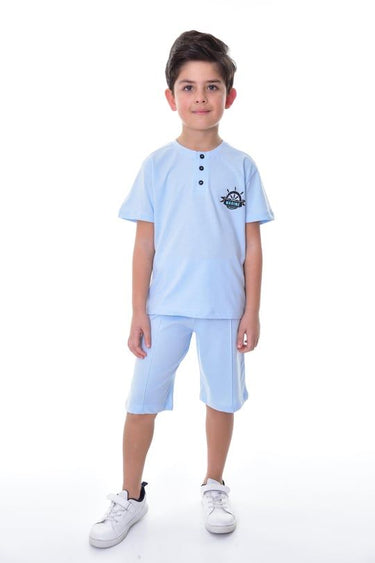 Marine Dümen Desenli Erkek Çocuk Şort Tkımı