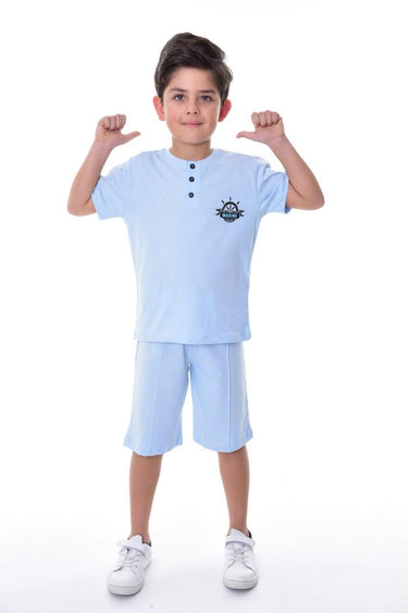 Marine Dümen Desenli Erkek Çocuk Şort Tkımı