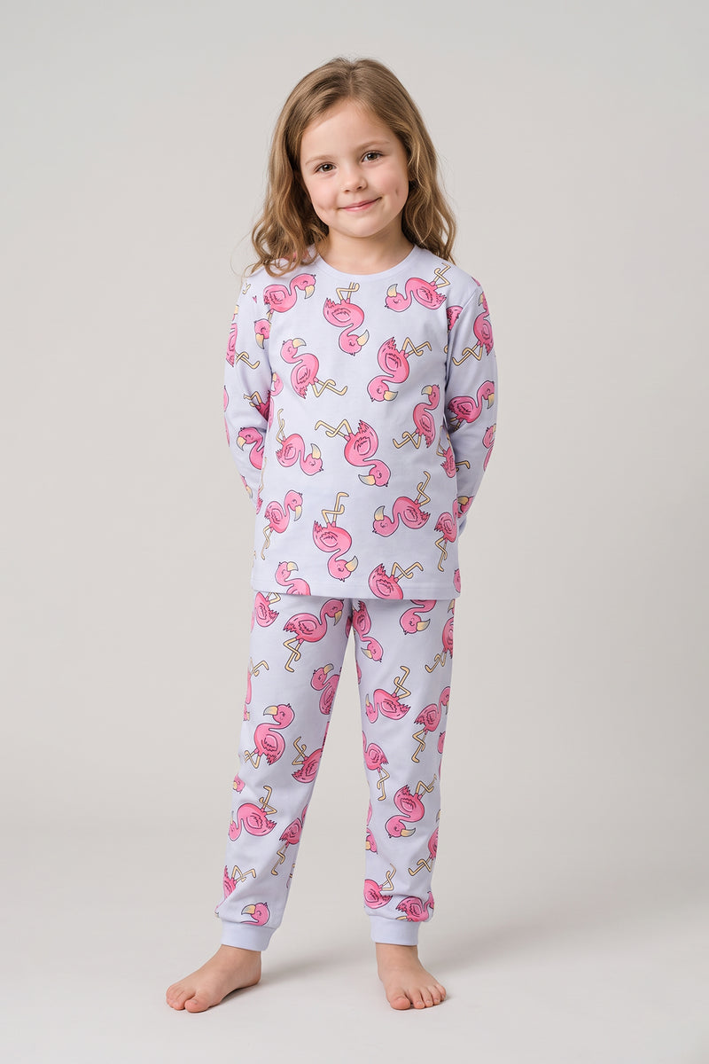 Cute Flamingo Desenli Kız Çocuk Pijama Takımı