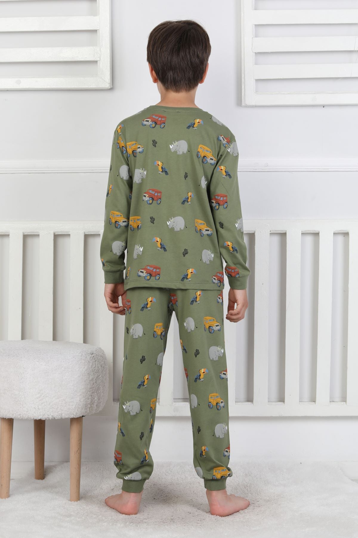 Mini Safari Desenli Erkek Çocuk Pijama Takımı