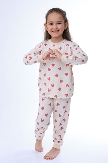 Minik Kalpler Desenli %100 Pamuk Kız Çocuk Pijama Takımı