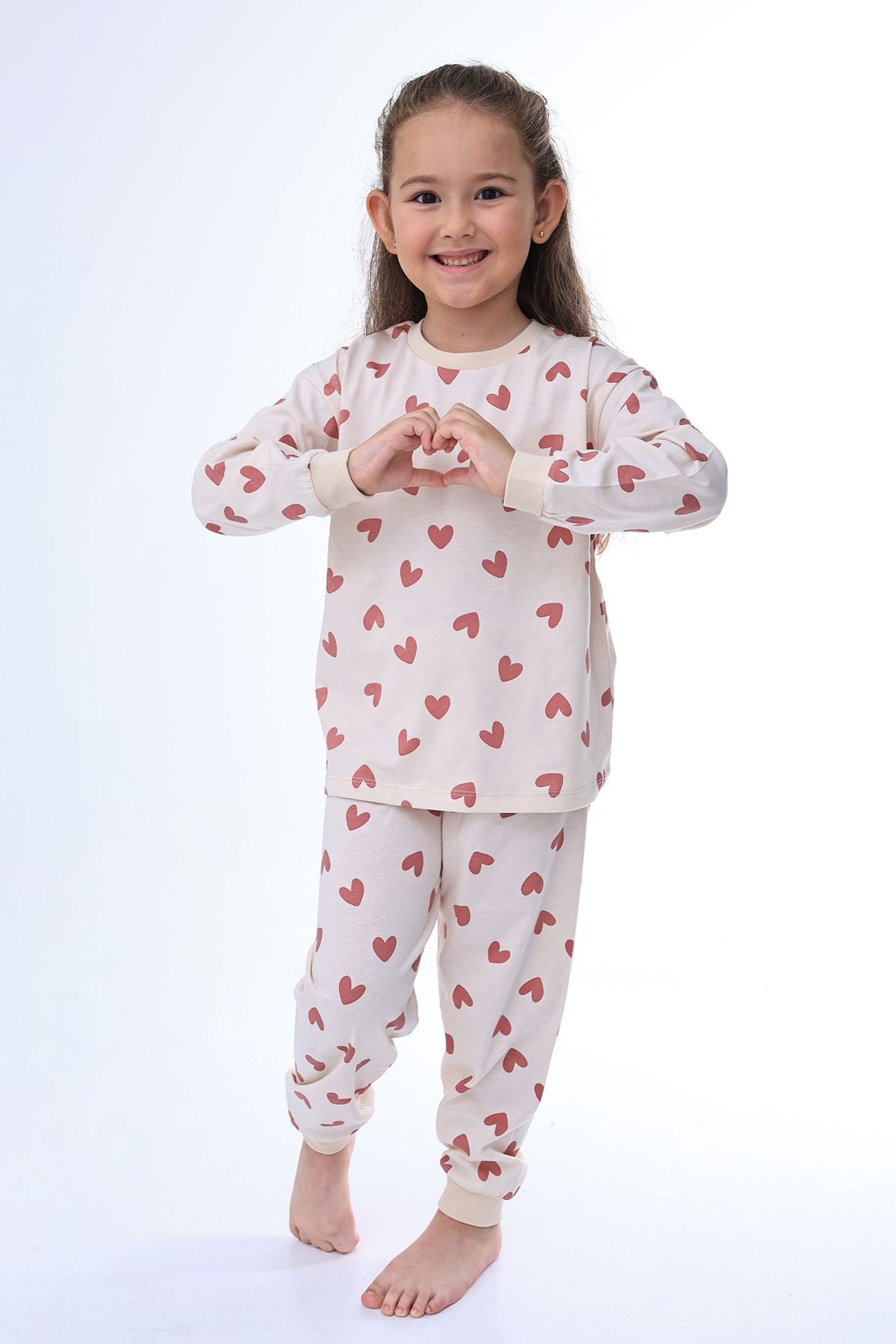 Minik Kalpler Desenli %100 Pamuk Kız Çocuk Pijama Takımı