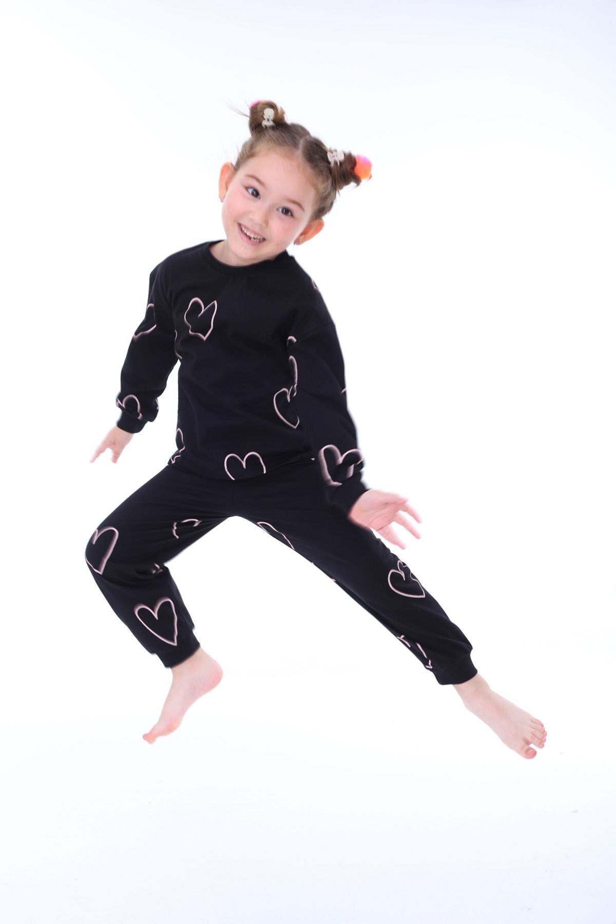 Minik Kalpler Family Desenli %100 Pamuk Kız Çocuk Pijama Takımı