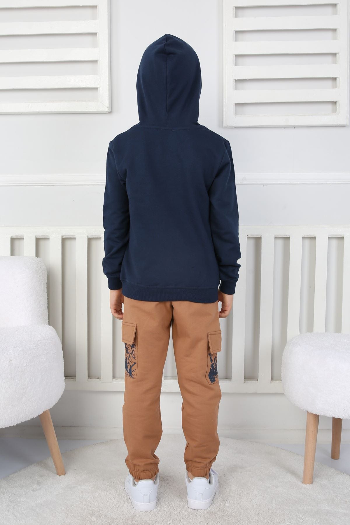 Moving Forward Kargo Cep Kapüşonlu 2 İplik Şardonlu Alt-Üst Erkek Çocuk Eşofman Takımı