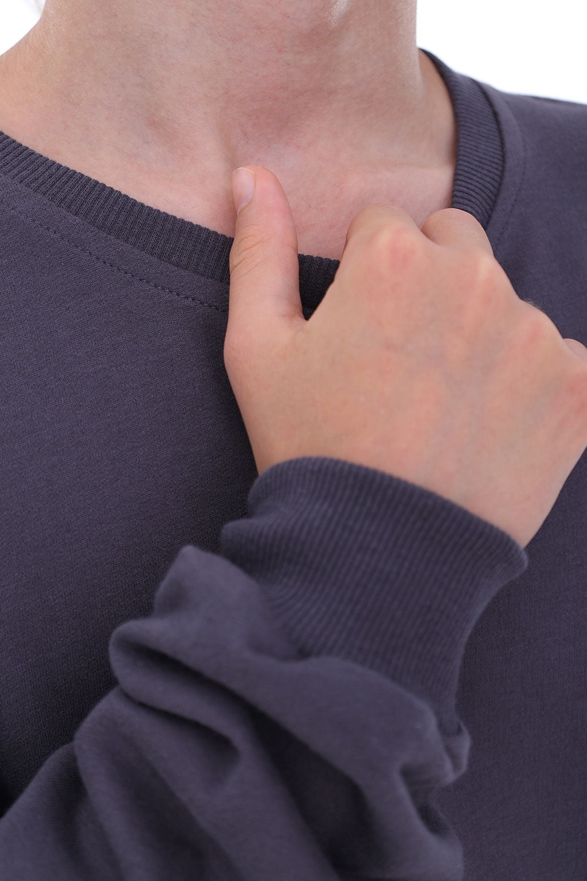 Unisex Basic Düz Antrasit Renk %100 Pamuk Sweatshirt (2-11 Yaş)