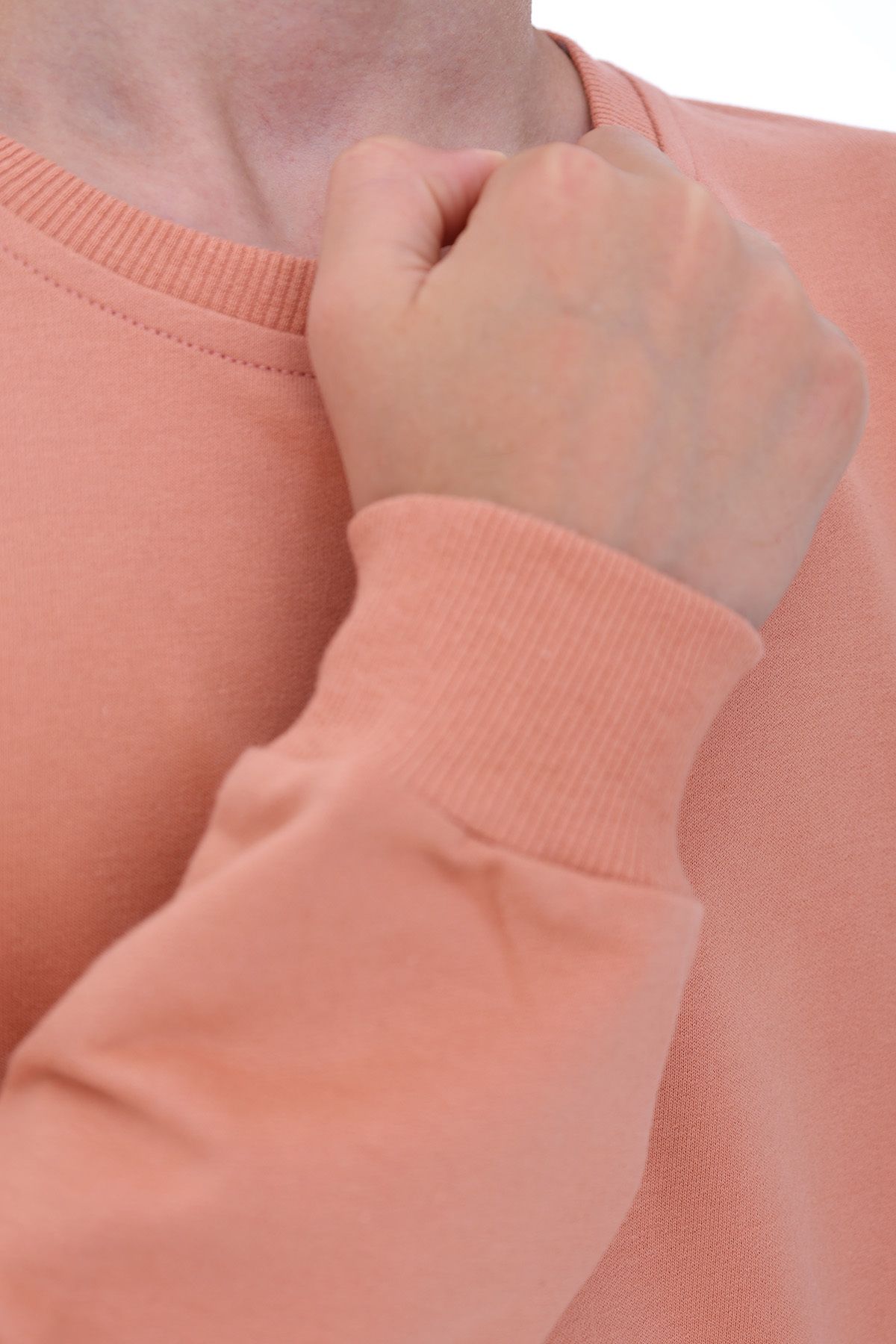Unisex Basic Düz Yavruağzı Renk %100 Pamuk Sweatshirt