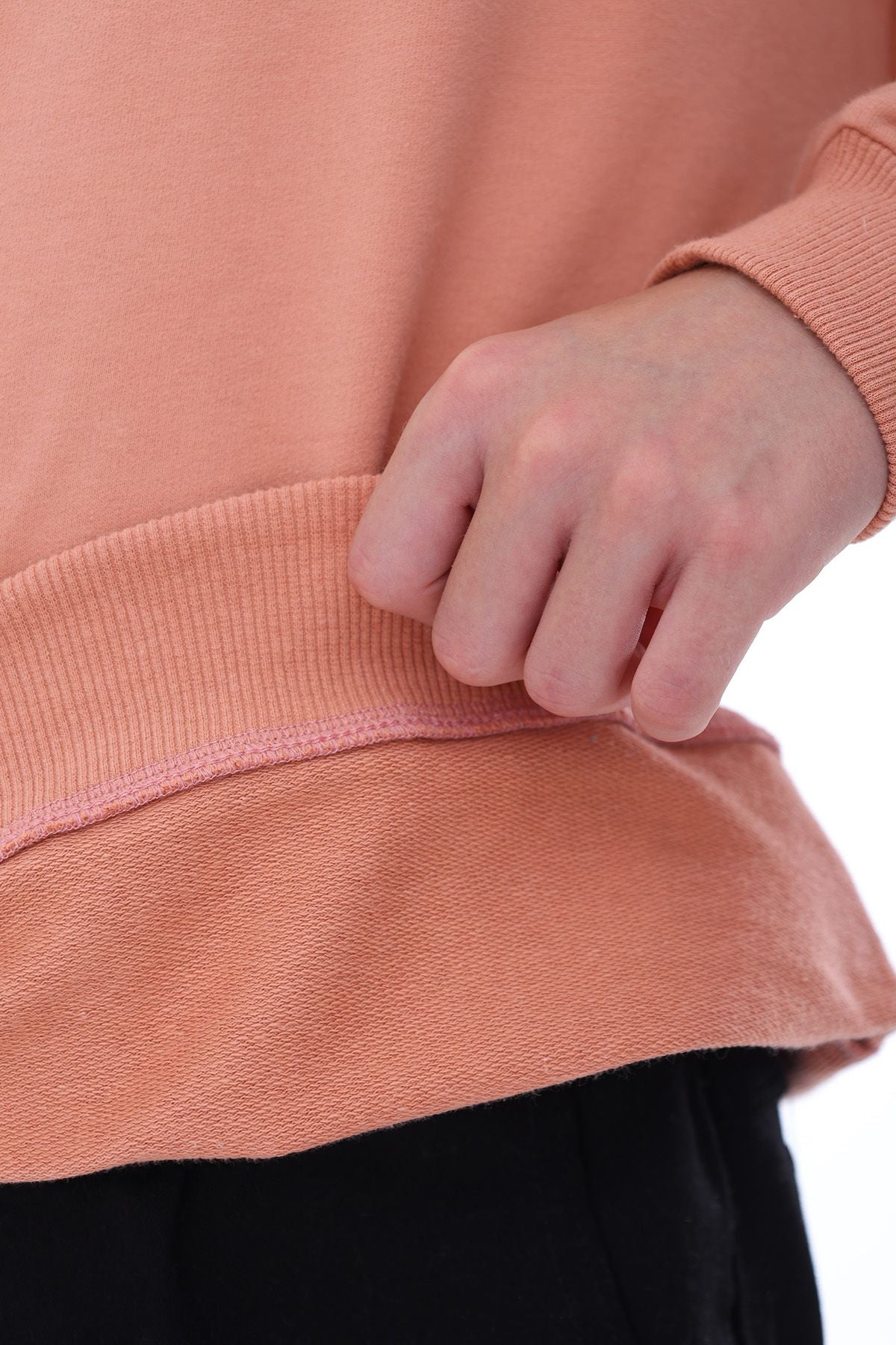 Unisex Basic Düz Yavruağzı Renk %100 Pamuk Sweatshirt