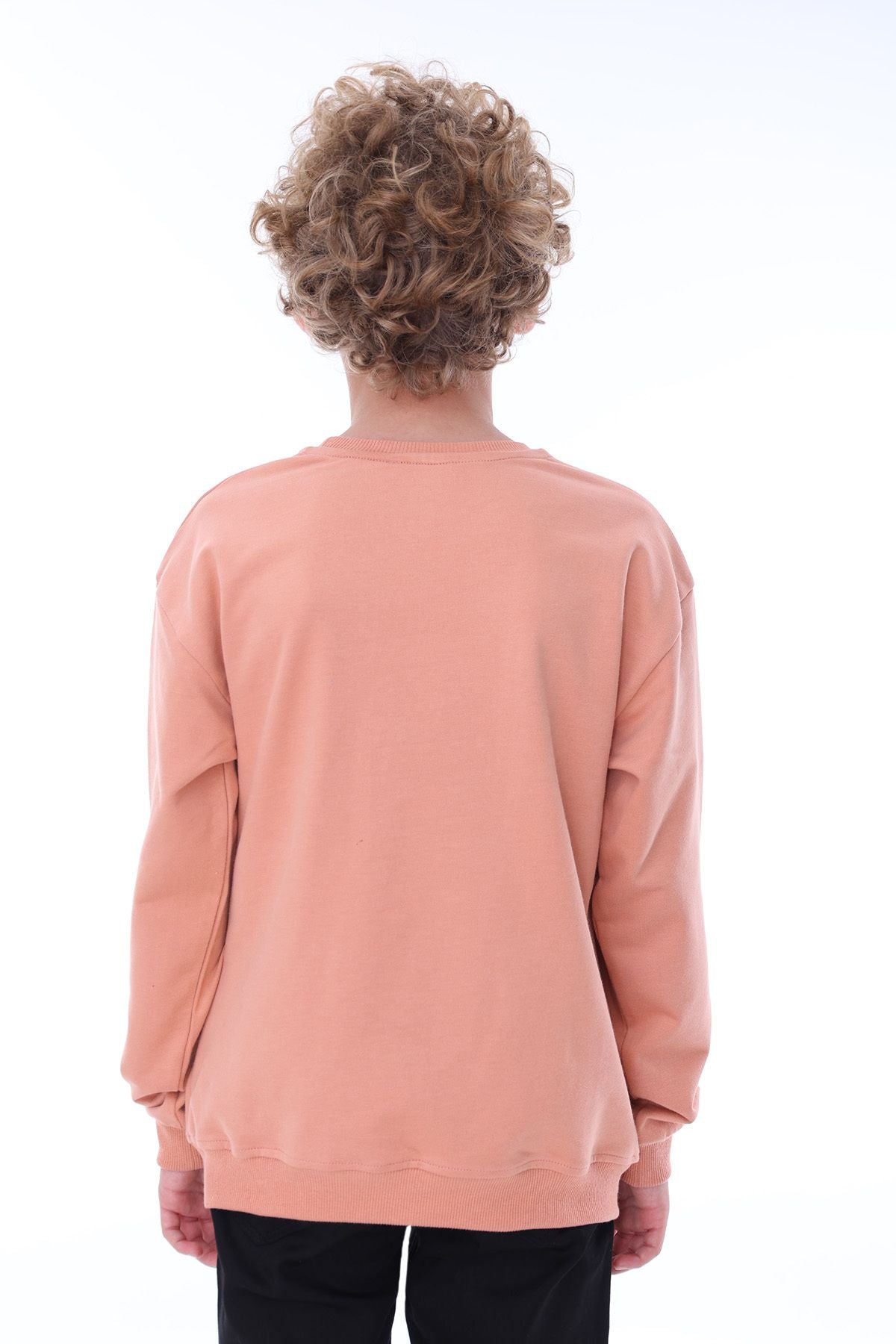 Unisex Basic Düz Yavruağzı Renk %100 Pamuk Sweatshirt