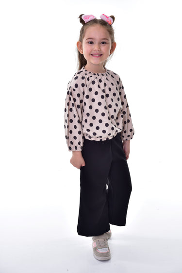 Poantiye Desenli Düşük Kol Kız Çocuk Alt-Üst Takım