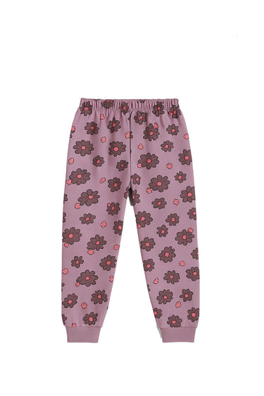 Purple Flower Desenli Kız Çocuk  Pijama Takımı