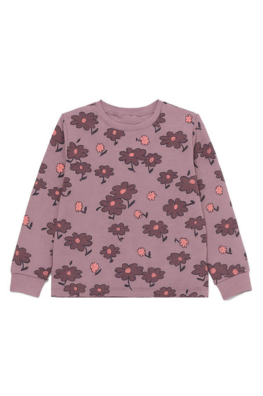 Purple Flower Desenli Kız Çocuk  Pijama Takımı