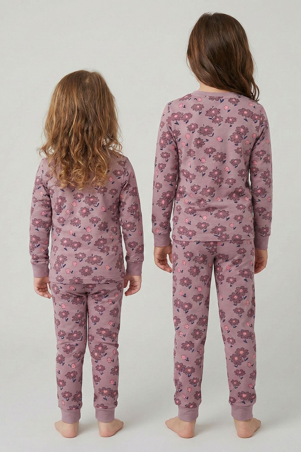 Purple Flower Desenli Kız Çocuk  Pijama Takımı