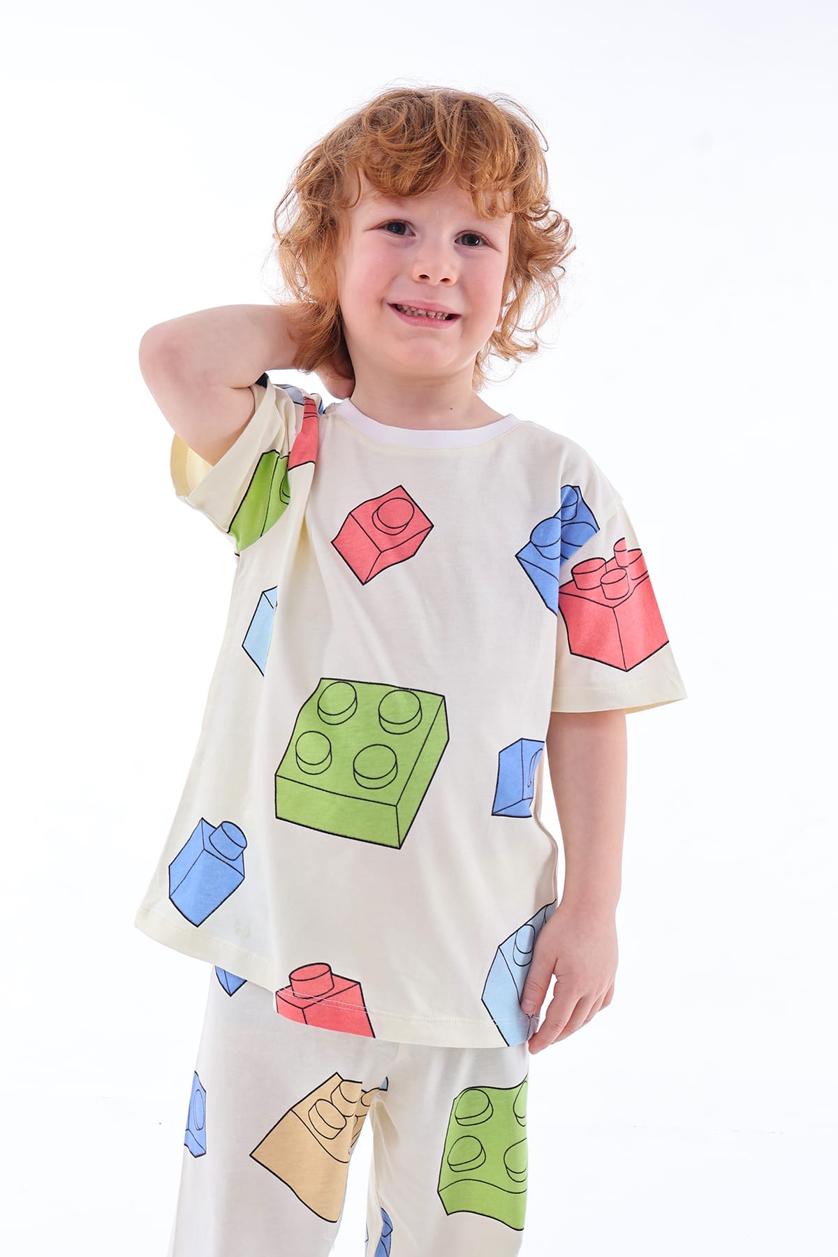 Renk Blokları Desenli Çocuk Pijama Takımı