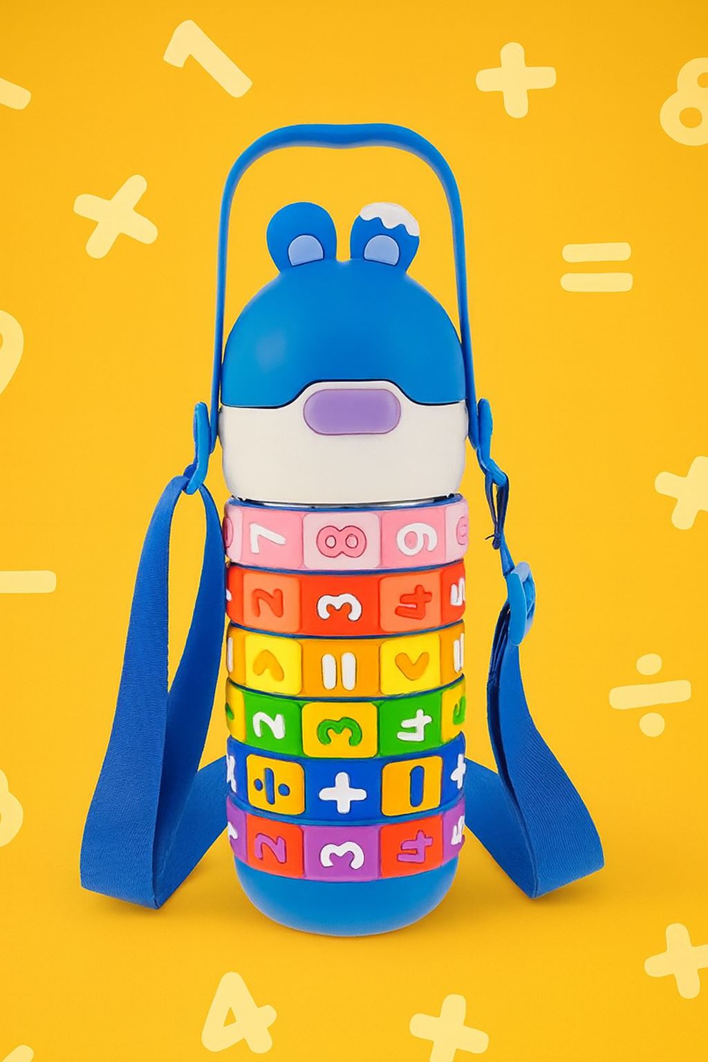 Renkli Sayılar ve Şekiller Eğitici Suluk – Taşıma Askılı Çocuklar İçin Çelik Suluk / Matara