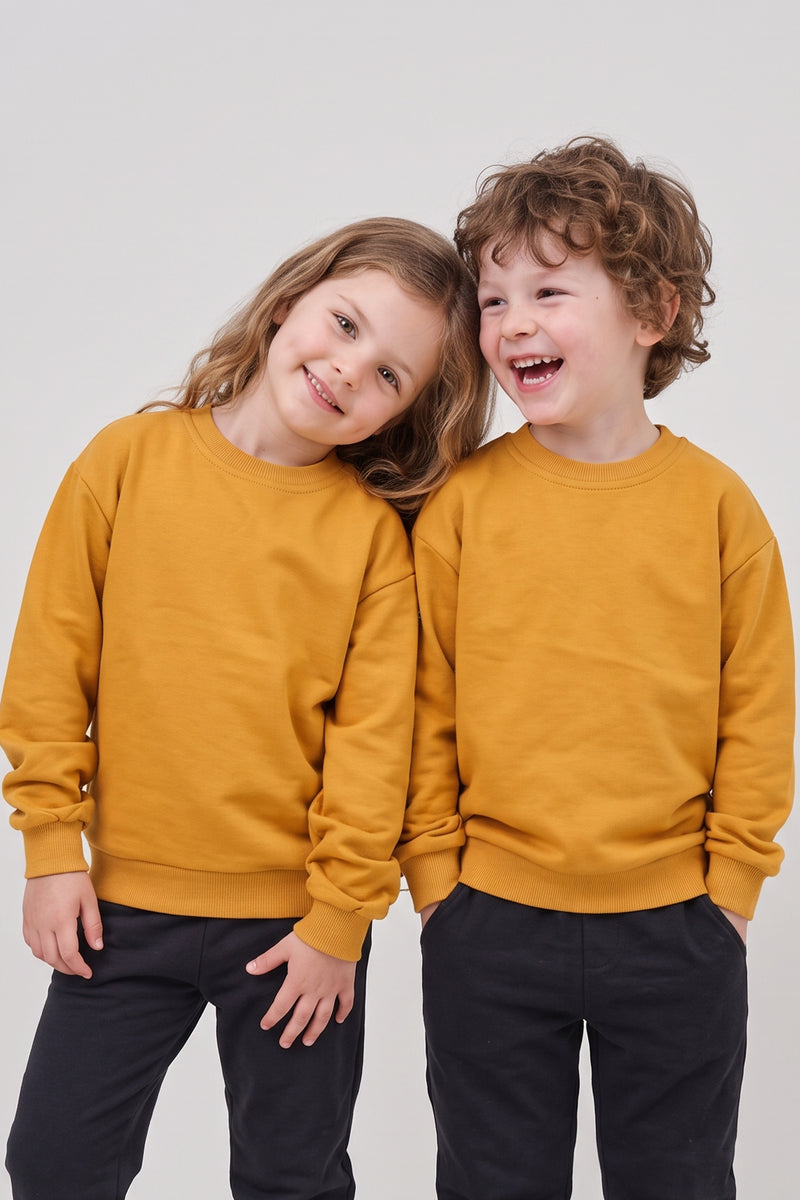 Basic Bisiklet Yaka Şardonlu Çocuk Sweatshirt 3-12 Yaş