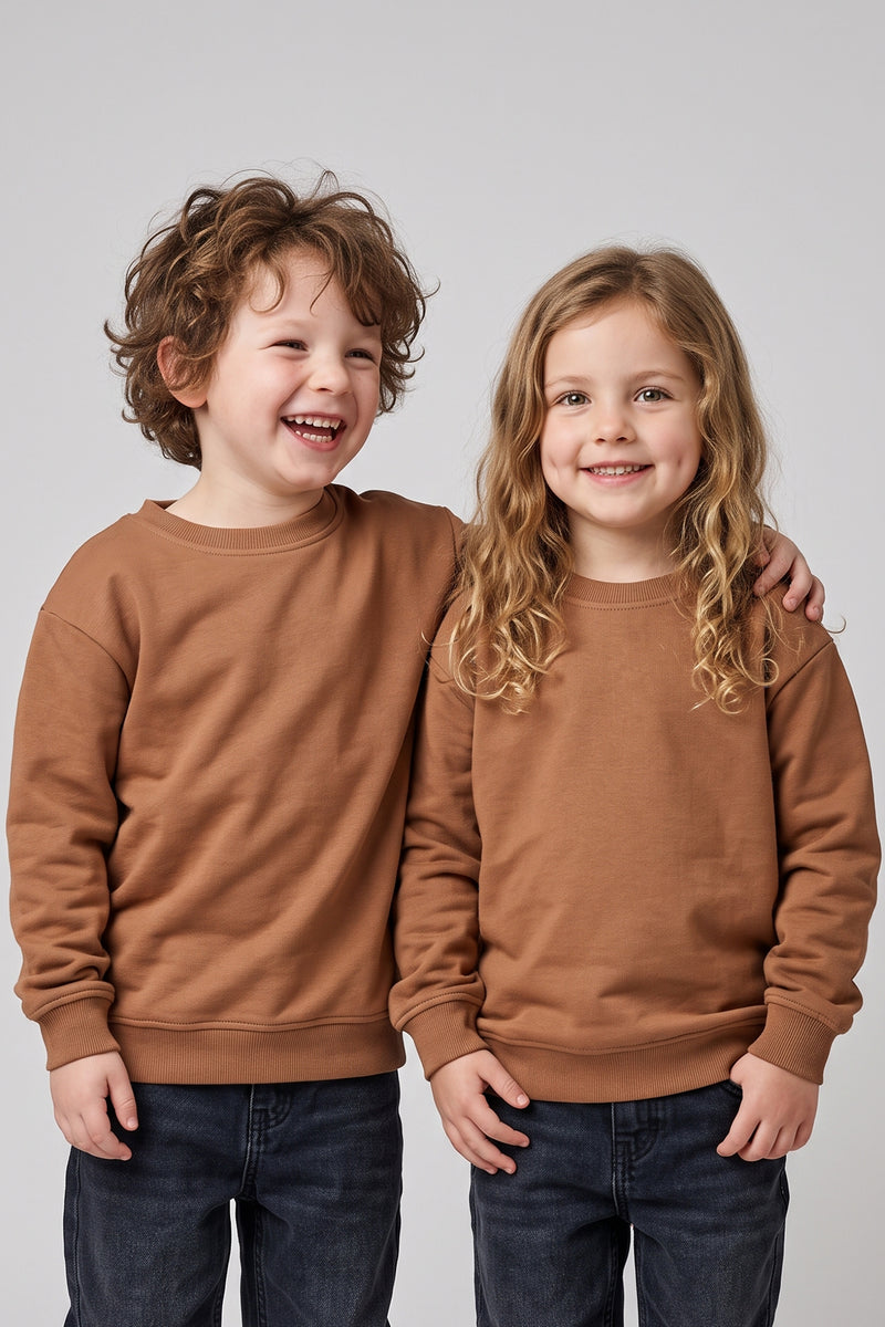Basic Bisiklet Yaka Şardonlu Çocuk Sweatshirt 3-12 Yaş