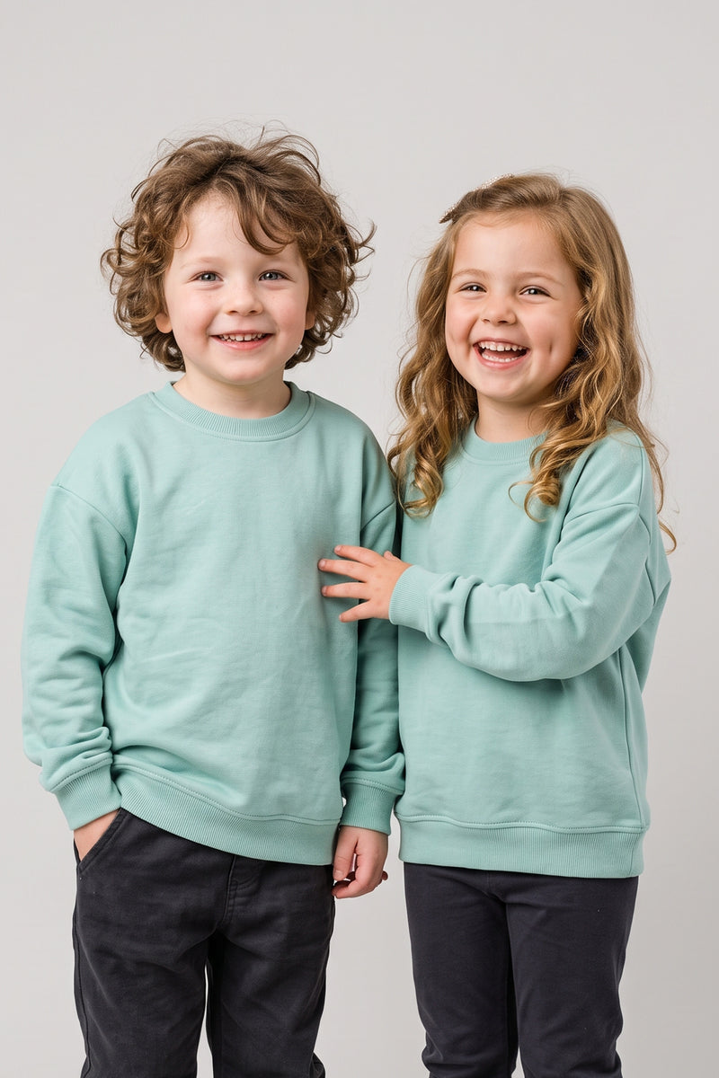Basic Bisiklet Yaka Şardonlu Çocuk Sweatshirt 3-12 Yaş