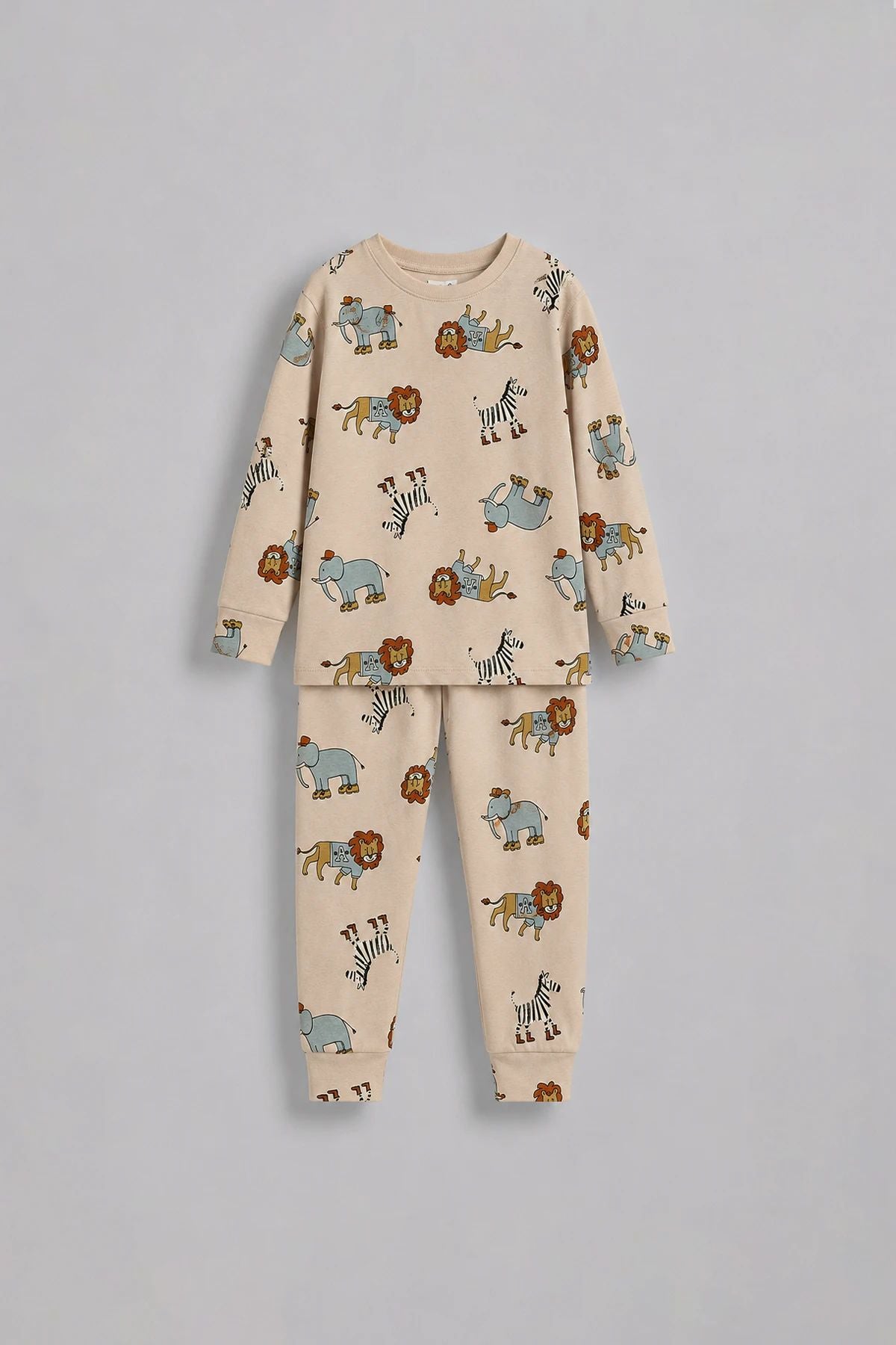 Sevimli Animal (Aslan-Zebra-Fil) Desenli Erkek Pijama Takımı