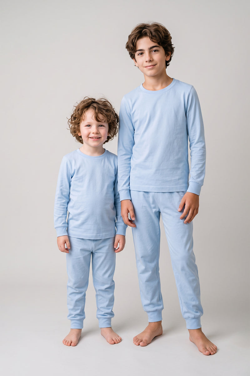 Soft Mavi %100 Pamuk Basic Erkek Çocuk Pijama Takımı