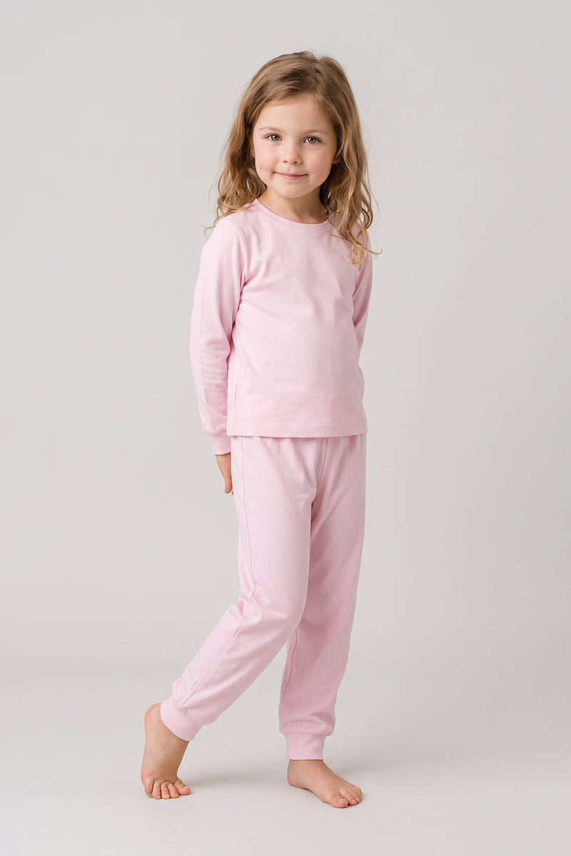 Soft Pink %100 Pamuk Basic Kız Çocuk Pijama Takımı