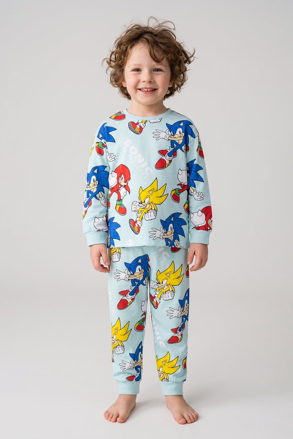 The Hedgehog Super Sonic Desenli %100 Pamuk Çocuk Pijama Takımı