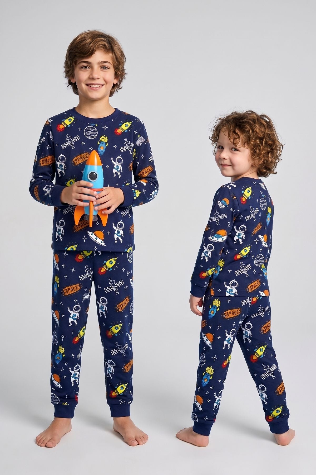 Space Uzay Desenli Uzun kollu Erkek Çocuk Pijama Takımı